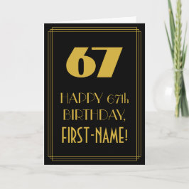 Cartão 67º aniversário ~ Arte Deco Inspirou "67" & Nome