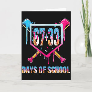 Cartão 67+33 Dias De Escola Meninos Beisebol Gotejamento