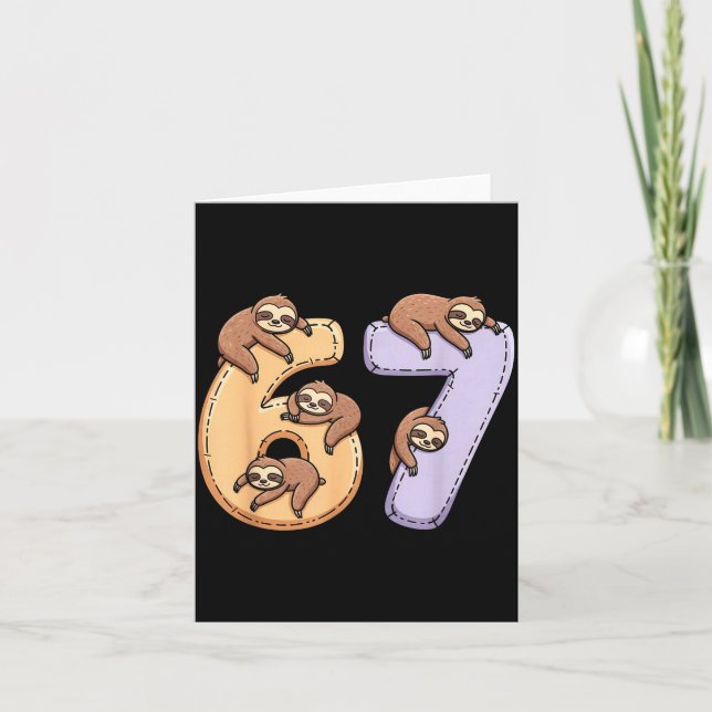 Cartão 67 Animals Funny 67 Brainrot Youth Kids Sloth 67  (Frente)