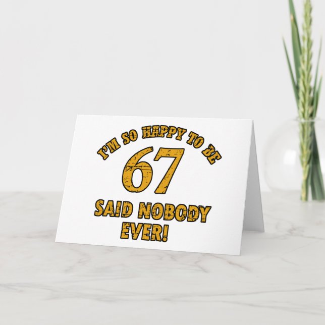 Cartão 67 anos designs de aniversário antigos (Frente)