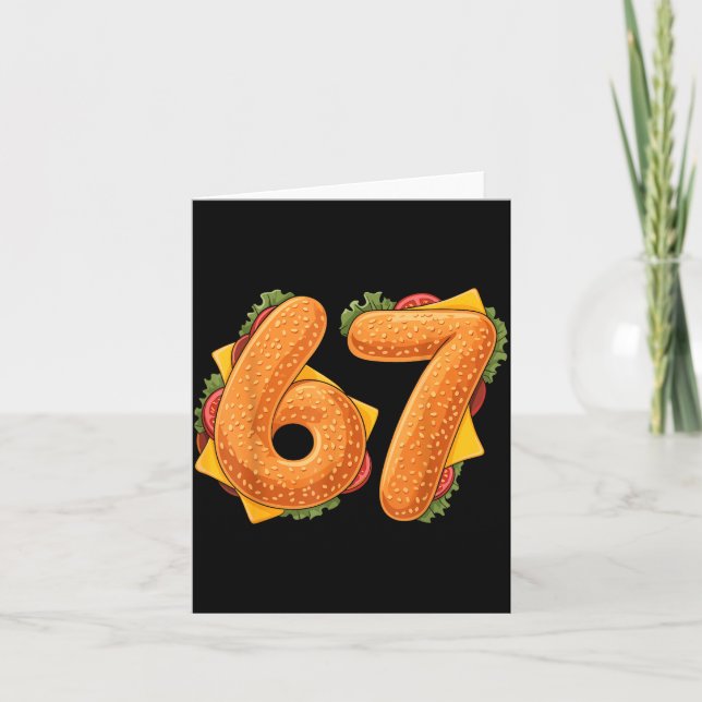 Cartão 67 Christmas Burger Shirt 6 7 Meme Funny 67 Hambur (Frente)