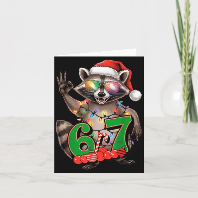 Cartão 67 Christmas Funny Raccoon Festive 6-7 Meme Boys G (Frente)