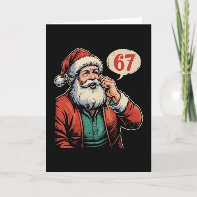 Cartão 67 Christmas Funny Six Seven Meme Brainrot Santa C (Frente)