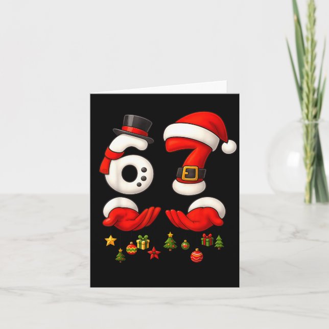 Cartão 67 Christmas Meme Funny 6 7 Hands Gen Alpha Slang  (Frente)