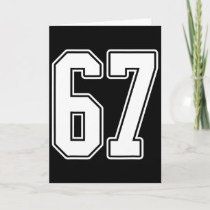 Cartão #67 Contorno Branco Número 67 Estilo de Jersey de 