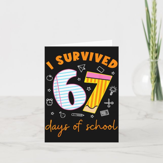 Cartão 67 Days Of School Cool Teacher Design  (Frente)