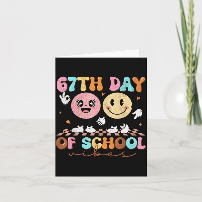 Cartão 67 Days Of School For Girls Boy Kids Teacher Six S (Frente)