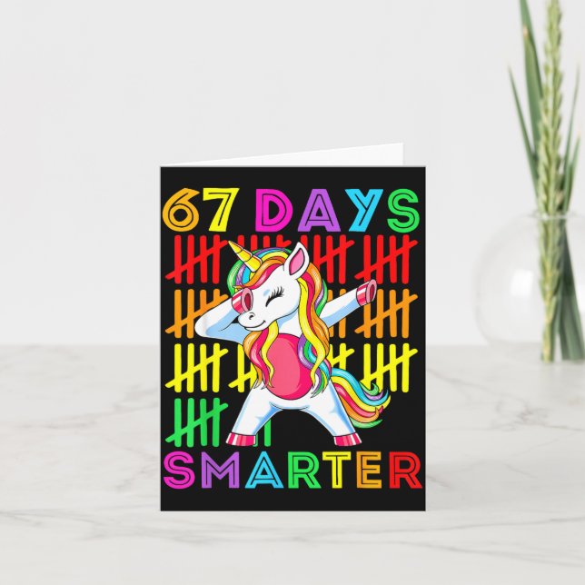 Cartão 67 Days Smarter Kids Girls Unicorn 67th Day Of Sch (Frente)