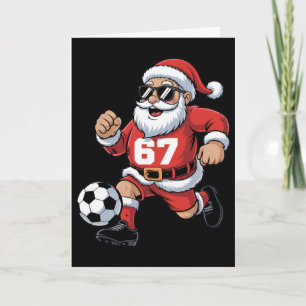 Cartão 67 Design de Papai Noel Futebol para Fãs de Esport