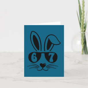 Cartão 67 divertido seis sete meme coelho bunny óculos de