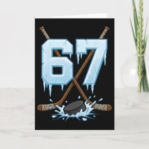 Cartão 67 Gotejamento de Hockey Número Piada Meme Gen Alp