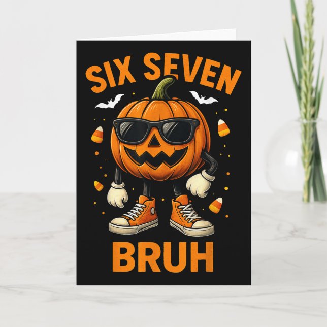 Cartão 67 Halloween Divertido Seis Sete Meme Brainrot Abó (Frente)
