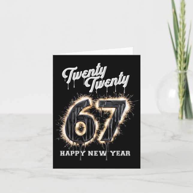 Cartão 67 Happy New Year's Eve Six Seven Funny 2026 Brain (Frente)