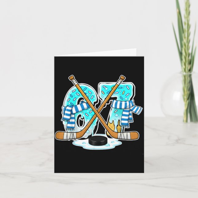 Cartão 67 Ice Cream Drip Hockey Gen Alpha Slang Six Seven (Frente)