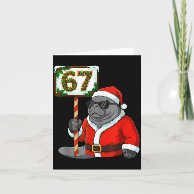 Cartão 67 Manatee Christmas Six Seven Meme Brainrot Manat (Frente)