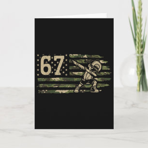 Cartão 67 Meme Dabbing Boy Camuflagem Bandeira Americana 