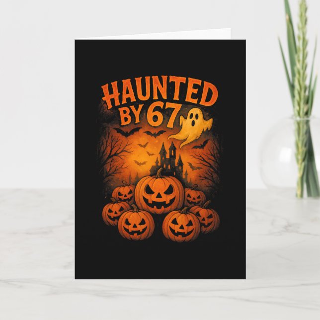 Cartão 67 Meme Fantasma Halloween Engraçado Seis Sete Ger (Frente)