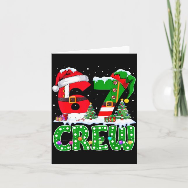 Cartão 67 Meme Six Seven Christmas Crew Xmas Lights Famil (Frente)