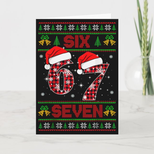 Cartão 67 Meme Six Seven Natal Suéter Feio Para Crianças  (Frente)