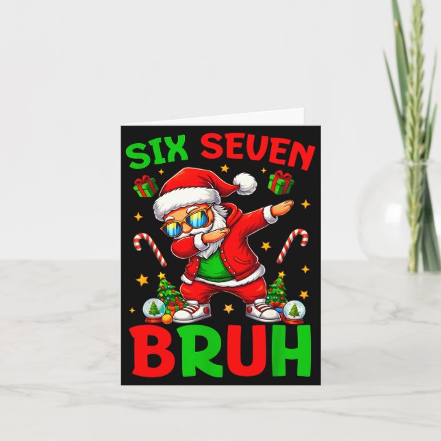 Cartão 67 Natal Divertido Seis Sete Meme Brainrot Papai N (Frente)