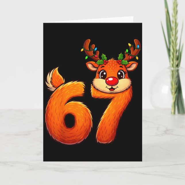 Cartão 67 Natal Renas Funny Bruh Meme Pijama Mulher (Frente)