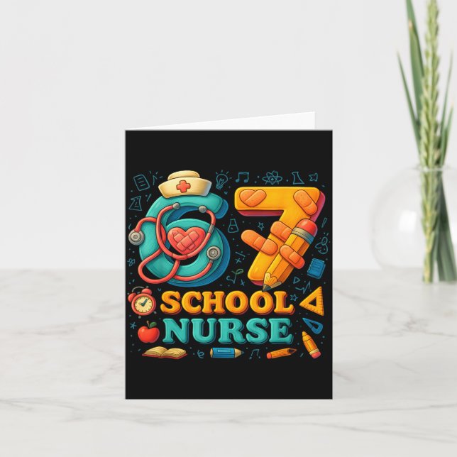 Cartão 67 Nurse Days Funny Medical Back To School  (Frente)