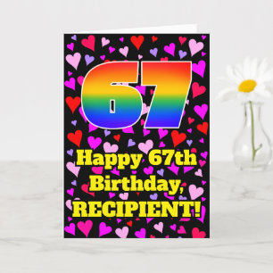 Cartão 67.o Aniversário: Padrão de coração adorável,