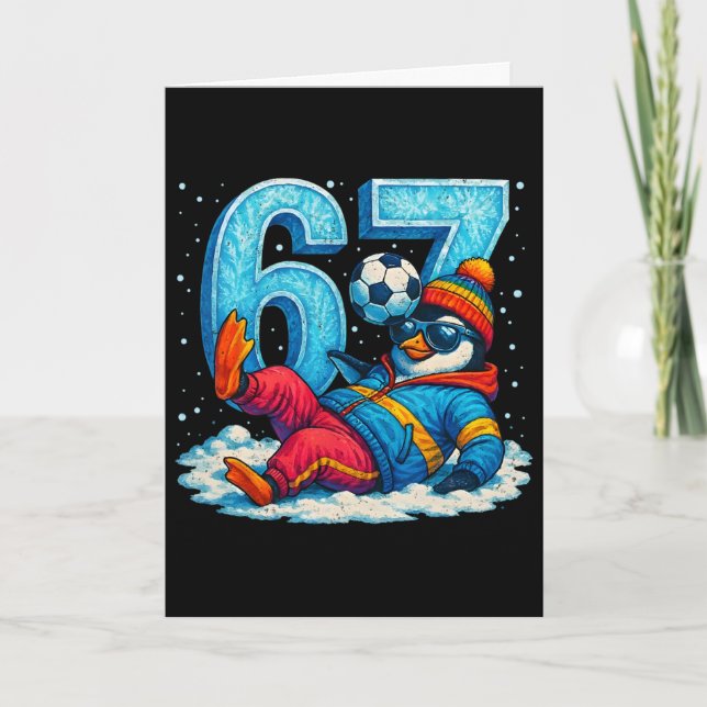 Cartão 67 Presente de Meme de Inverno Engraçado de Futebo (Frente)