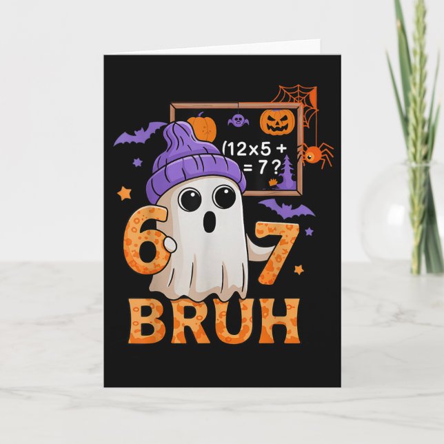 Cartão 67 Professor Fantasma de Halloween Seis Sete Meme  (Frente)