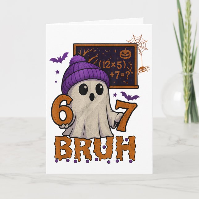 Cartão 67 Professor Fantasma de Halloween Seis Sete Meme  (Frente)
