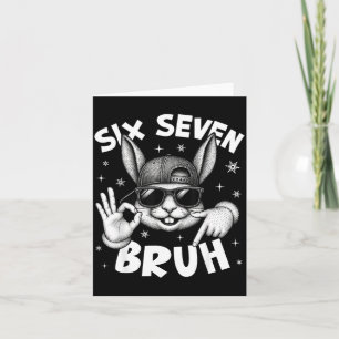 Cartão 67 Seis Sete Bruh Cara de Coelho Fofo Com Sungles 
