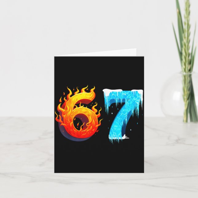 Cartão 67 Six Seven 6-7 Flaming Ice – Funny Teen Kids Bra (Frente)