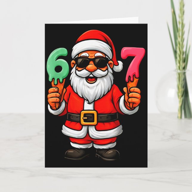 Cartão 67 Six Seven Meme de Natal Engraçado  (Frente)