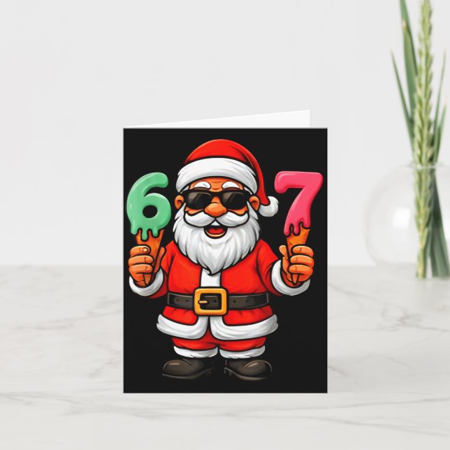 Cartão 67 Six Seven Santa Meme Christmas Funny  (Frente)