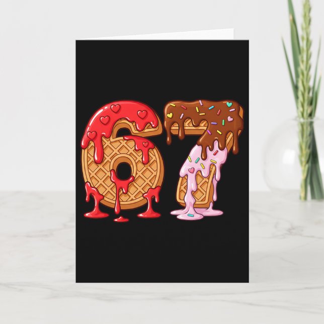 Cartão 67 Sorvete Gotejamento Meme Engraçado Seis Sete Di (Frente)