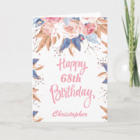 68.º Aniversário Aquarela Cor Botânica Rosa Floral