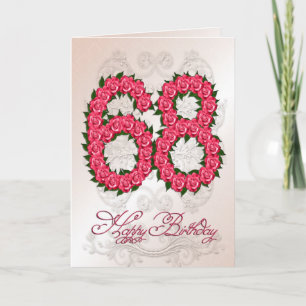 Cartão 68th birthday card with roses and leaves