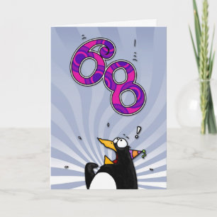 Cartão 68th Birthday - Penguin Surprise Card
