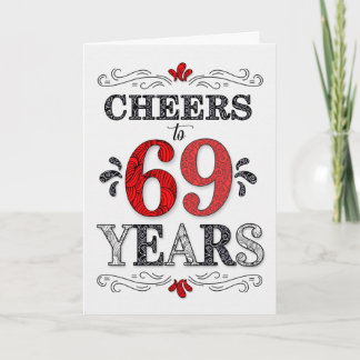 Cartão 69º aniversário da Saúde em Padrão Preto Branco Ve