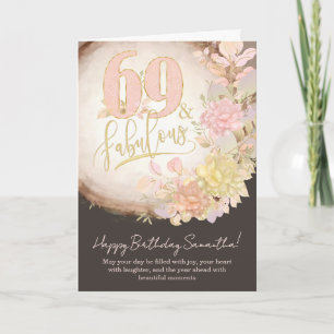 Cartão 69 & Fabuloso Floral Foto Aniversário Personalizad