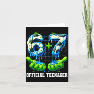 Cartão 6+7 adolescente de 13 anos gota de futebol anivers