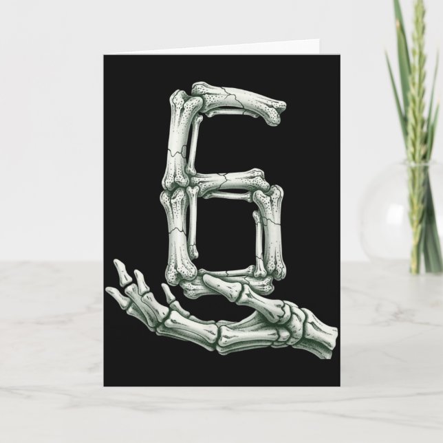 Cartão 6 7 Halloween Skeleton Funny 67 Meme Gen Alpha Six (Frente)