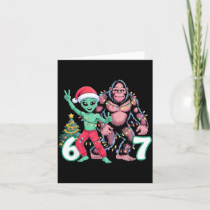 Cartão 6 7 Meme Natal Alien Sasquatch Seis Sete Diversão 
