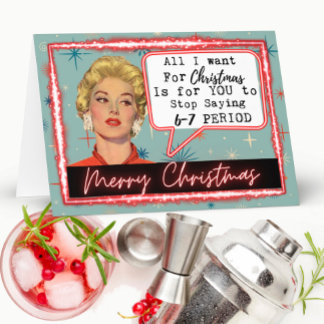 Cartão 6 -7 Meme - Retro Christmas Card - Funny - Bestie