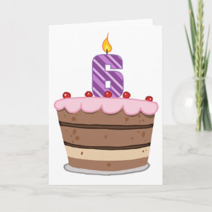 Cartão 6 anos no Bolo de Aniversário