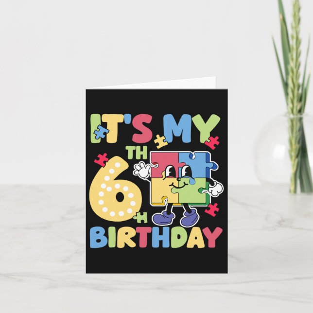 Cartão 6 Autismo Festa de aniversário 6 Anos (Frente)