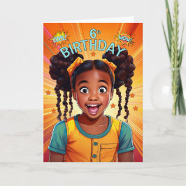 Cartão 6 Birthday African American Girl Pop