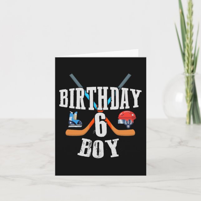 Cartão 6 Birthday Boy Ice Hockey 6 Anos (Frente)