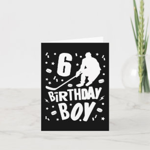 Cartão 6 Birthday Boy Ice Hockey Kids 6 Anos Festa