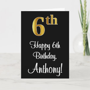 Cartão 6 Birthday ~ Elegante Luxurioso Faux Dourado apar